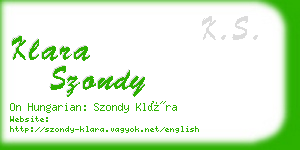 klara szondy business card